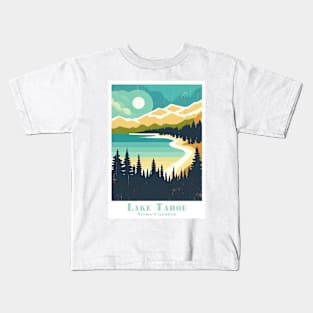 Abstract Retro Lake Tahoe Vintage Travel Poster Kids T-Shirt